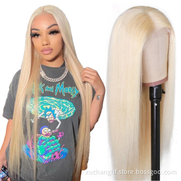 613 Blonde Transparent Lace Wig , 180% Density Brazilian Straight 13x4 Lace Frontal Human Hair Wigs